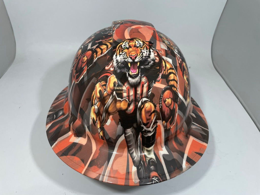 Full Brim Hard Hat Custom Hydro Dipped Bengals Fathead