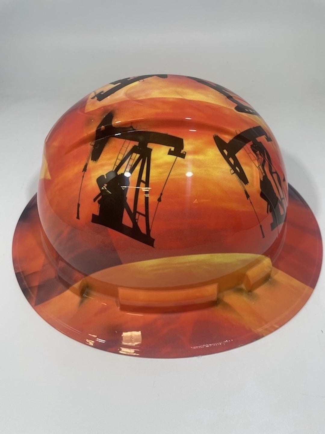 Full Brim Hard Hat Hydro Dipped Texas Flag Oil Rigs