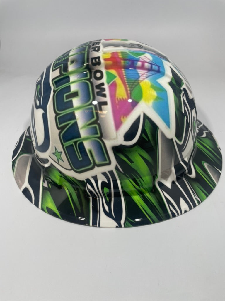 Full Brim Hard Hat Hydro Dipped Seahawks 12th Man