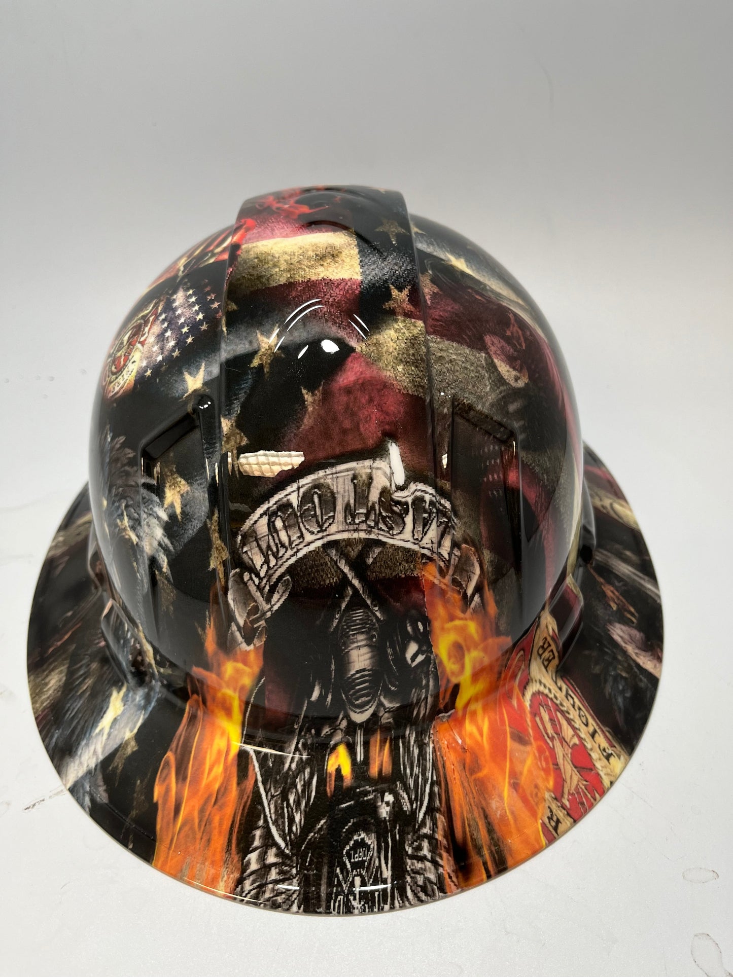 Bad ass hardhat with  hydro dipped design of respect and thanks!