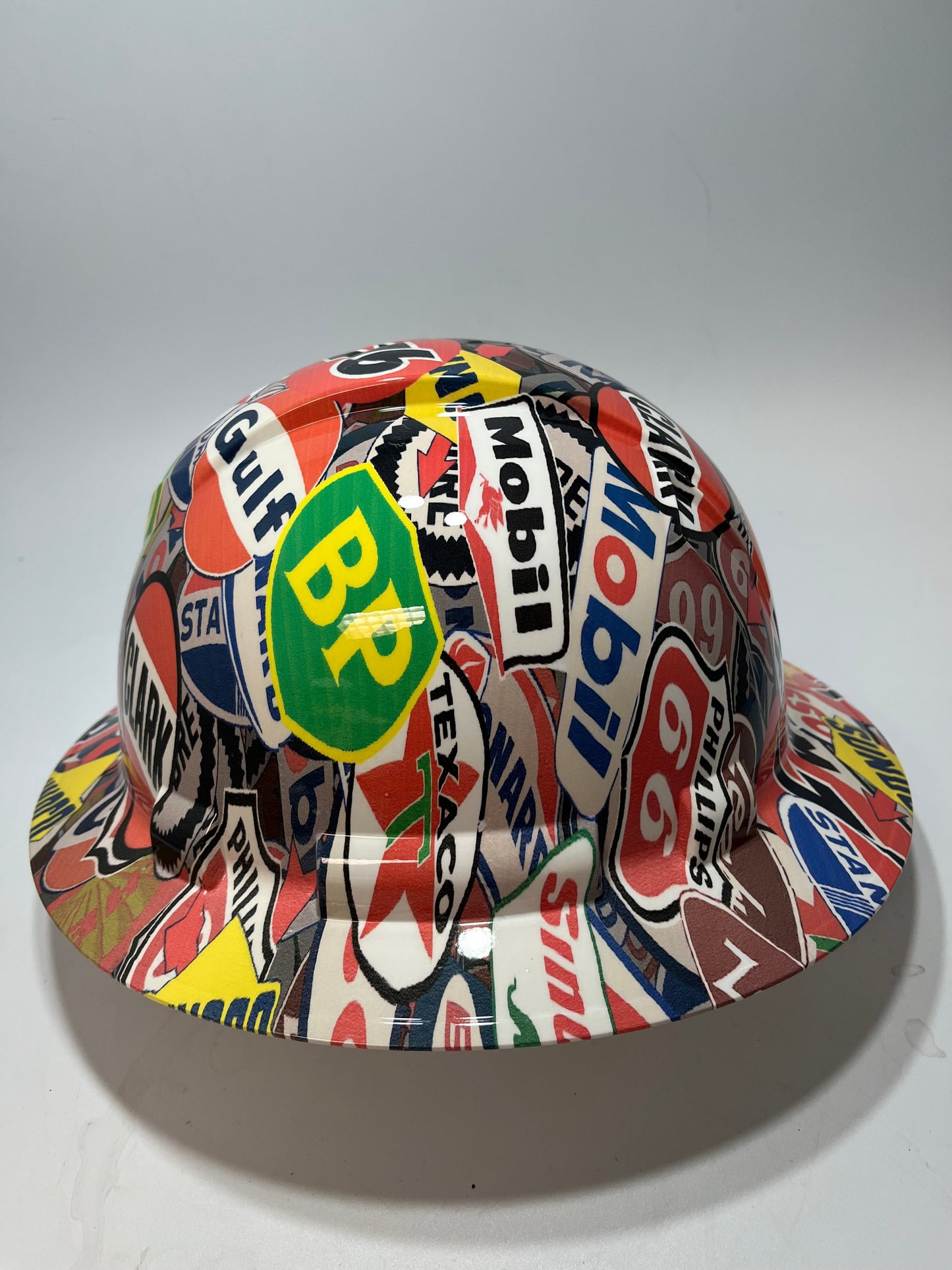 Full Brim Hard Hat Hydro Dipped GAS AND OIL SIGNS