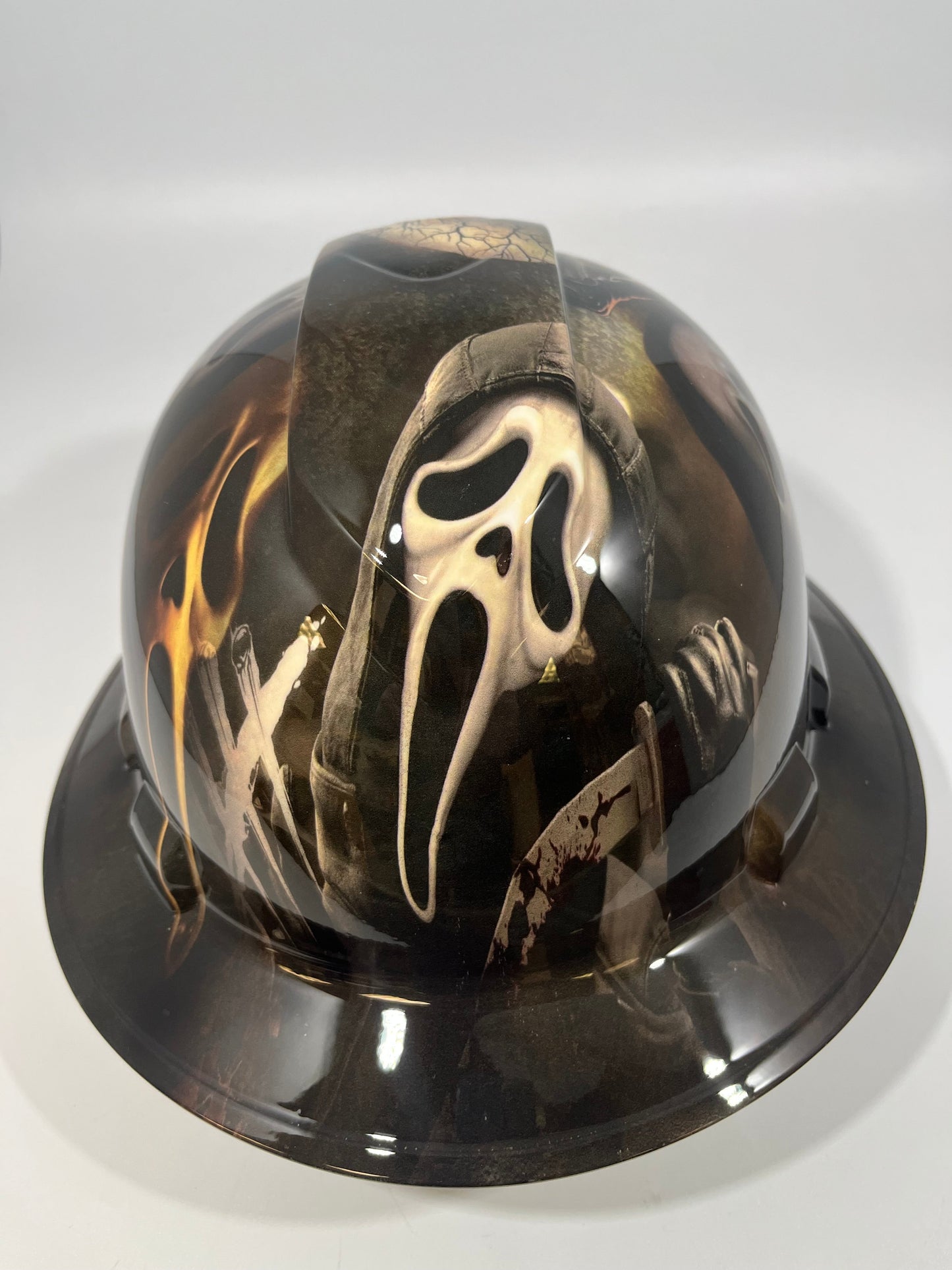 Full Brim Hard Hat Custom Hydro Dipped Scream Ghost Face