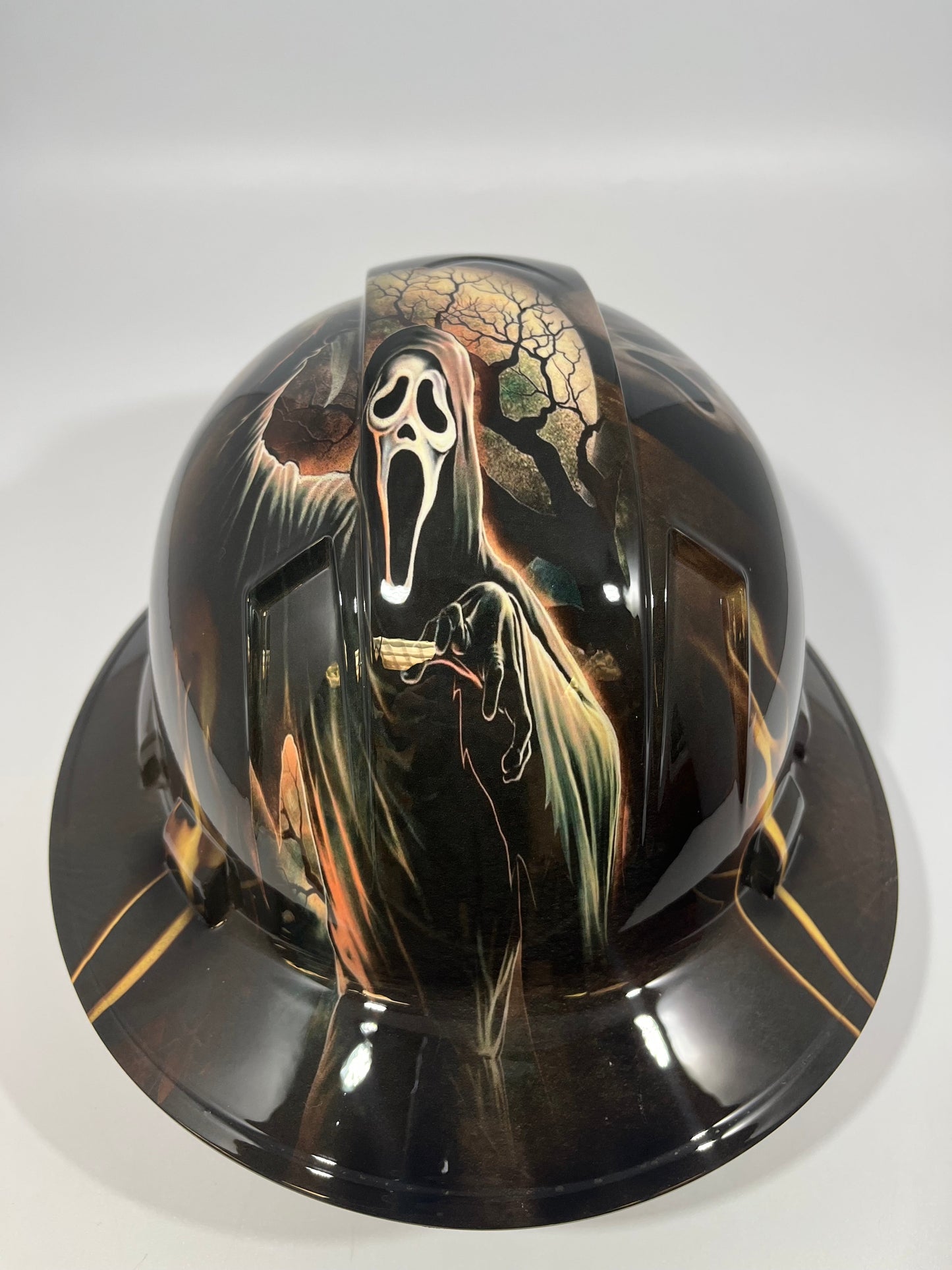 Full Brim Hard Hat Custom Hydro Dipped Scream Ghost Face