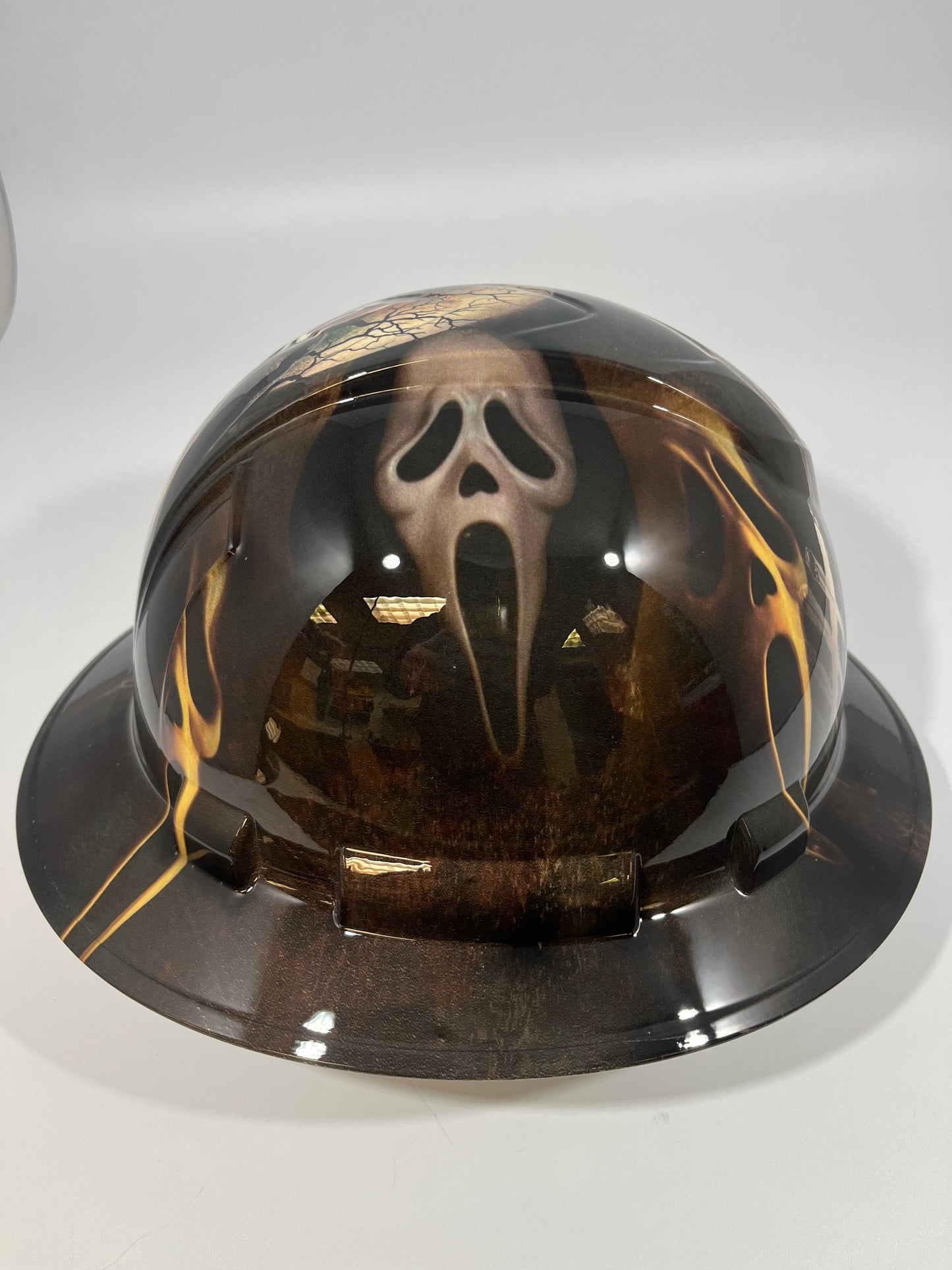 Full Brim Hard Hat Custom Hydro Dipped Scream Ghost Face