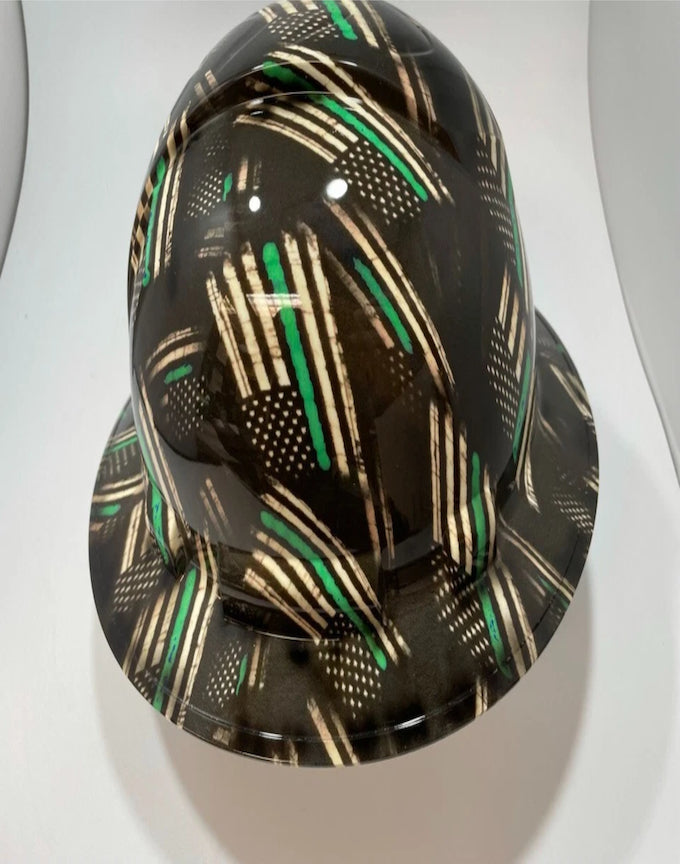 Full Brim Hard Hat Hydro Dipped Green Line Flag