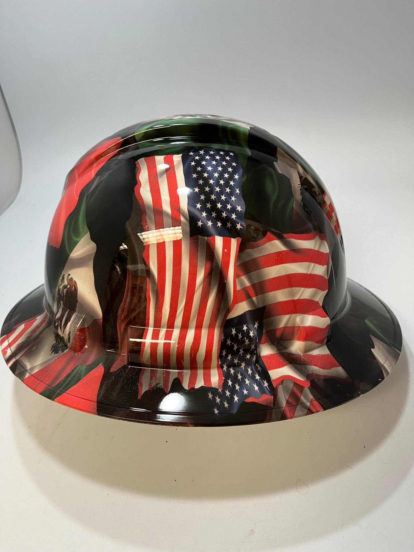Full Brim Hard Hat Hydro Dipped MEXICO AMERICAN FLAG