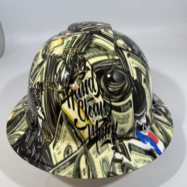 Full Brim Hard Hat Hydro Dipped DIRTY HANDS STICKER BOMB