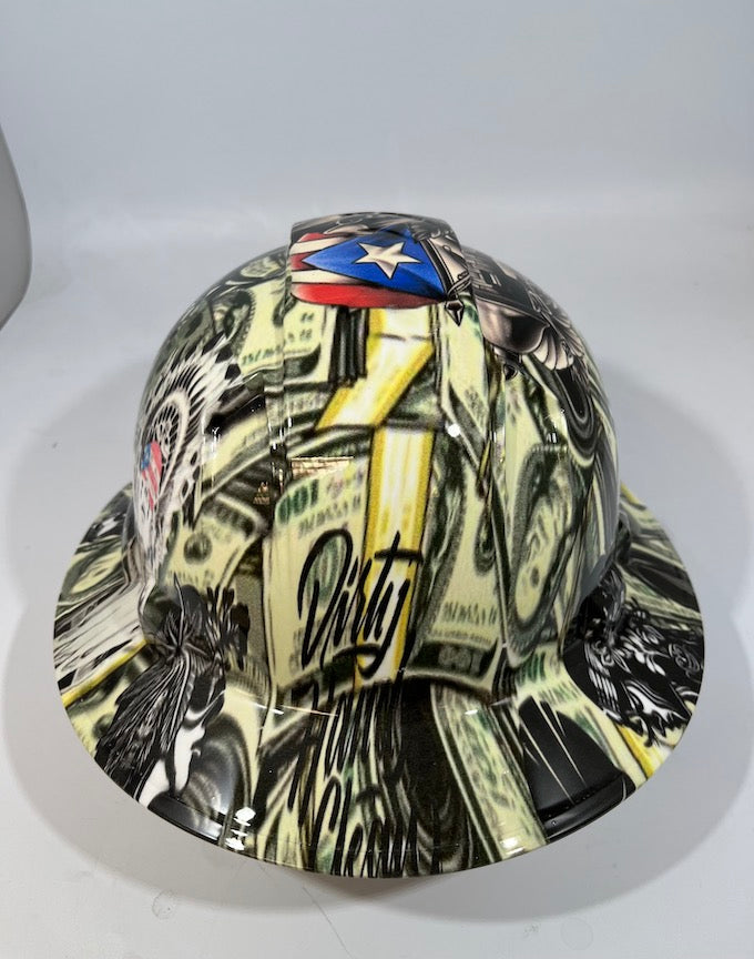 Full Brim Hard Hat Hydro Dipped DIRTY HANDS STICKER BOMB