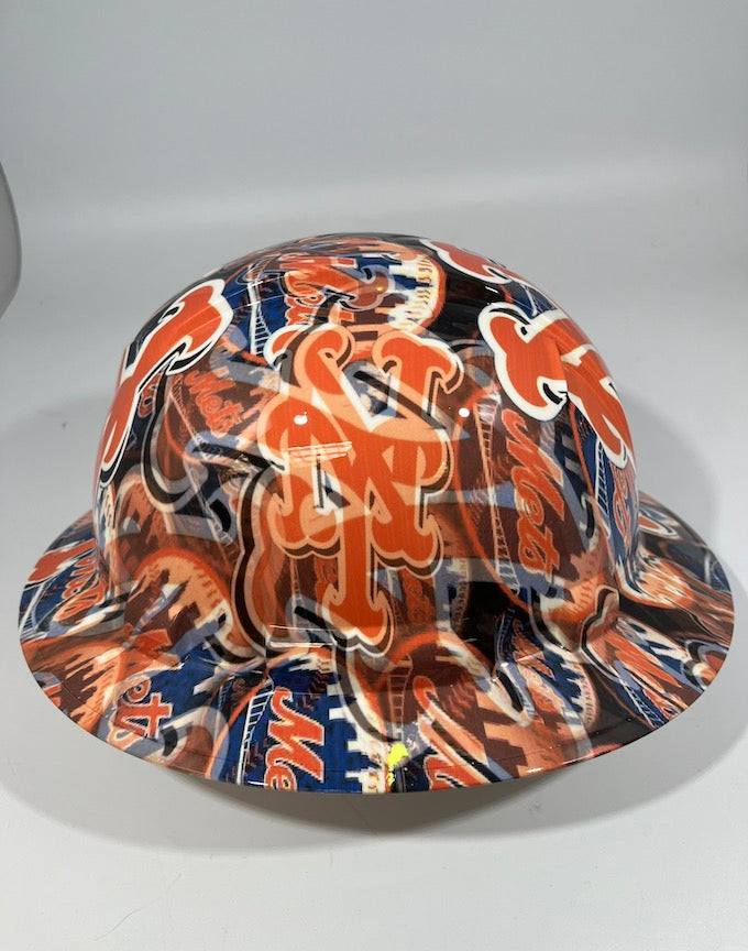 Full Brim Hard Hat Hydro Dipped NEW YORK METS
