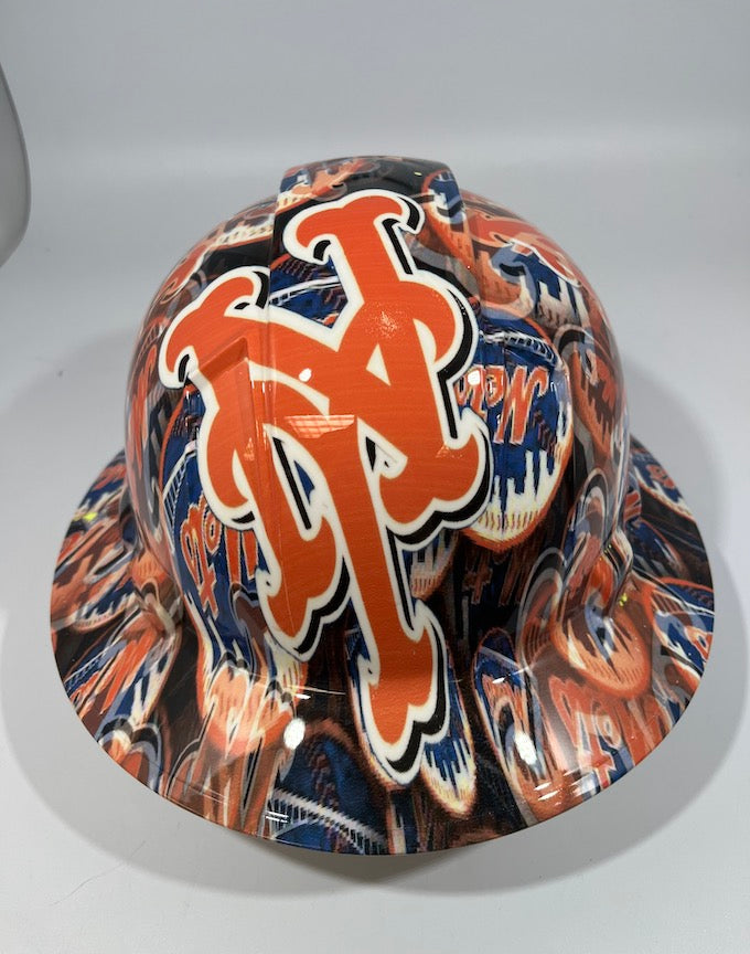 Full Brim Hard Hat Hydro Dipped NEW YORK METS