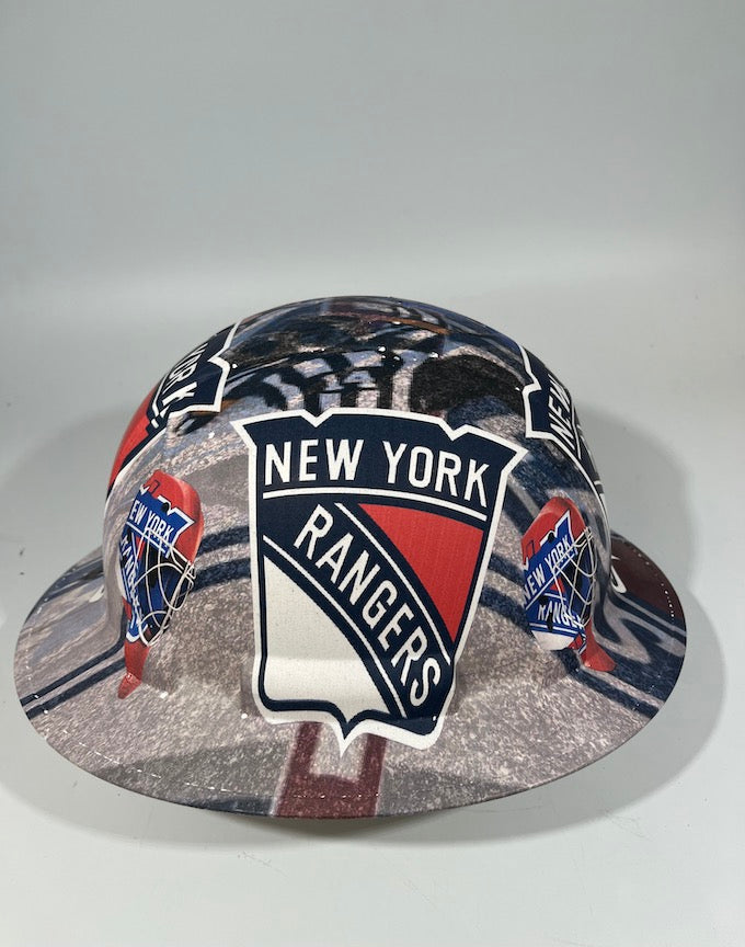 Full Brim Hard Hat Hydro Dipped New York Rangers