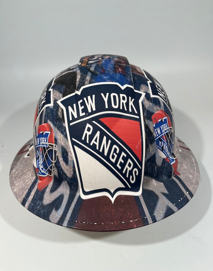 Full Brim Hard Hat Hydro Dipped New York Rangers