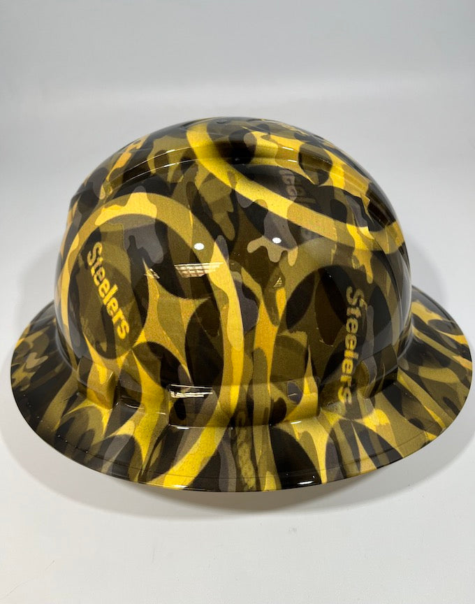 Full Brim Hard Hat Custom Hydro Dipped PITTSBURG STEELERS CAMO
