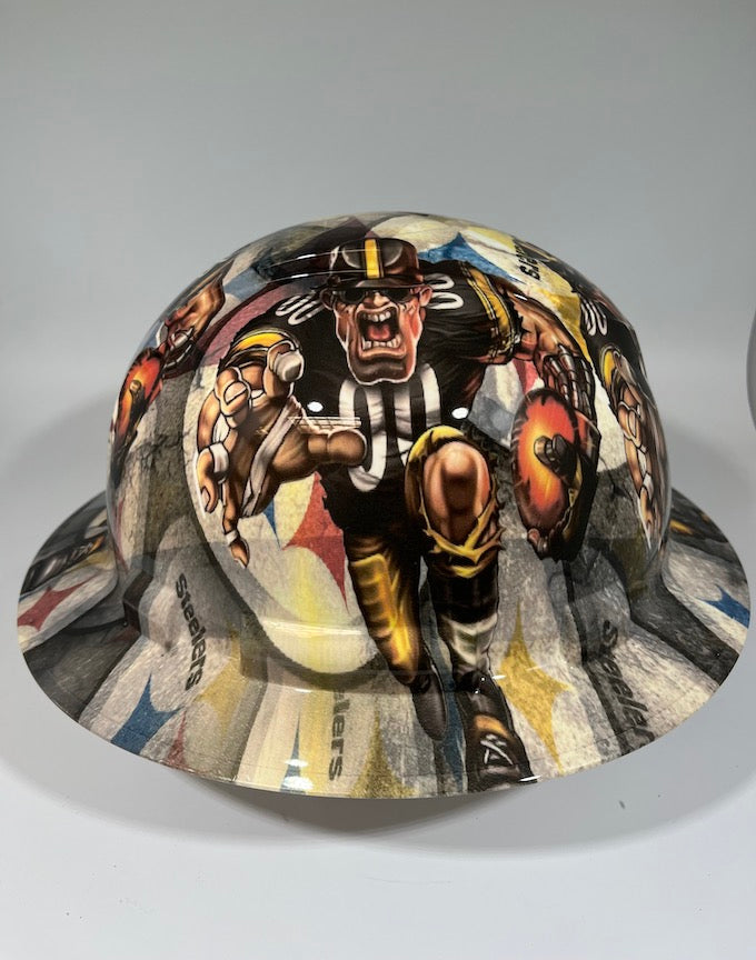 Full Brim Hard Hat Hydro Dipped Pittsburg Steelers Fat Head