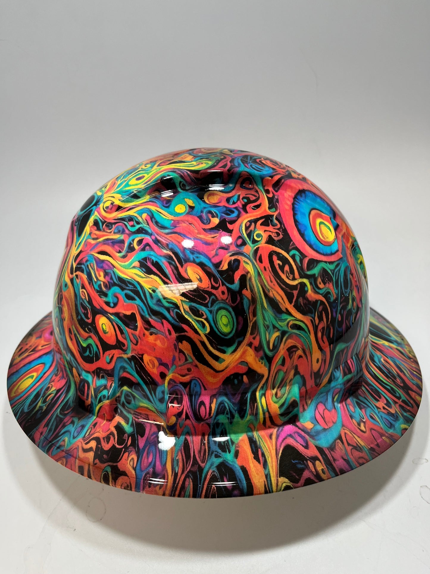 Full Brim Hard Hat Hydro Dipped PSYCHEDELIC SCREAMING DEMON