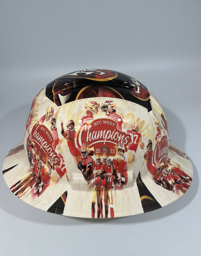 Full Brim Hard Hat Custom Hydro Dipped SAN FRANCISCO 49ERS NFC WEST CHAMPS
