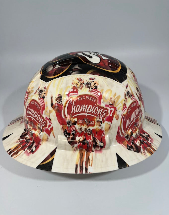 Full Brim Hard Hat Custom Hydro Dipped SAN FRANCISCO 49ERS NFC WEST CHAMPS
