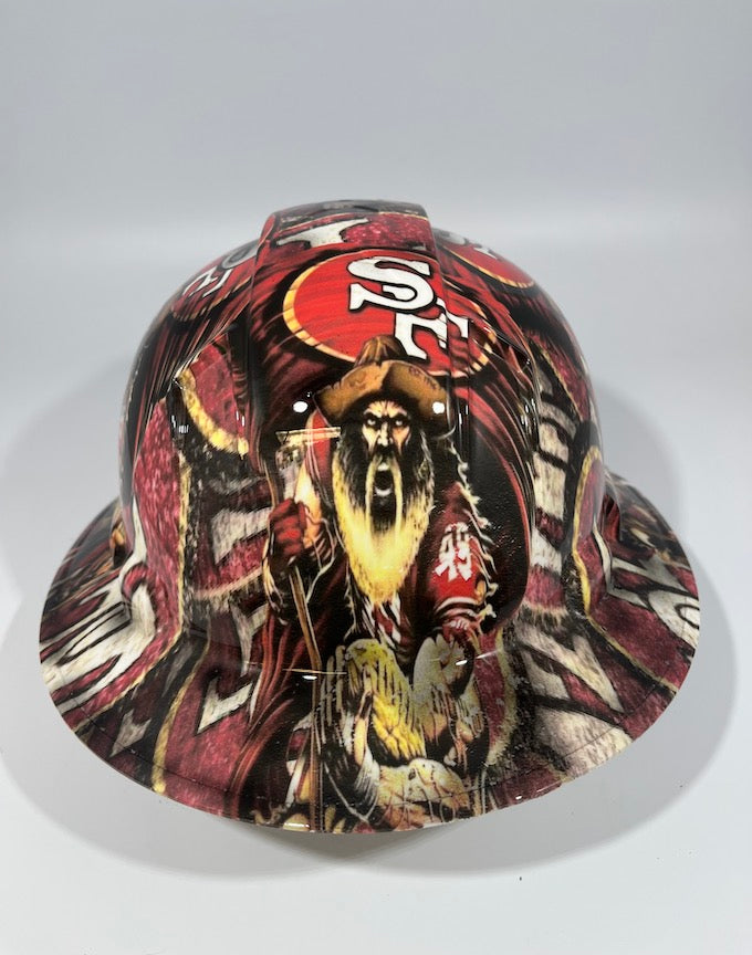 Full Brim Hard Hat Custom Hydro Dipped SAN FRANCISCO 49ER'S Fat Hed
