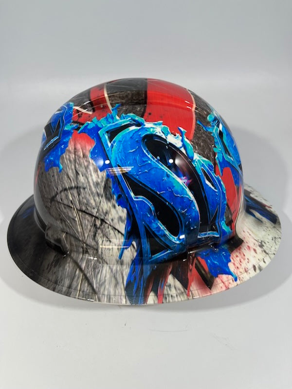Full Brim Hard Hat Hydro Dipped Superman