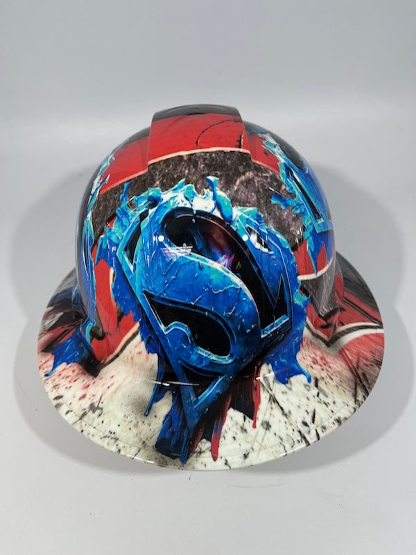Full Brim Hard Hat Hydro Dipped Superman