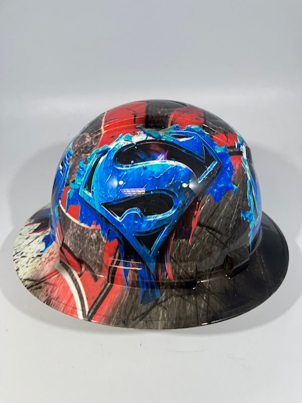 Full Brim Hard Hat Hydro Dipped Superman