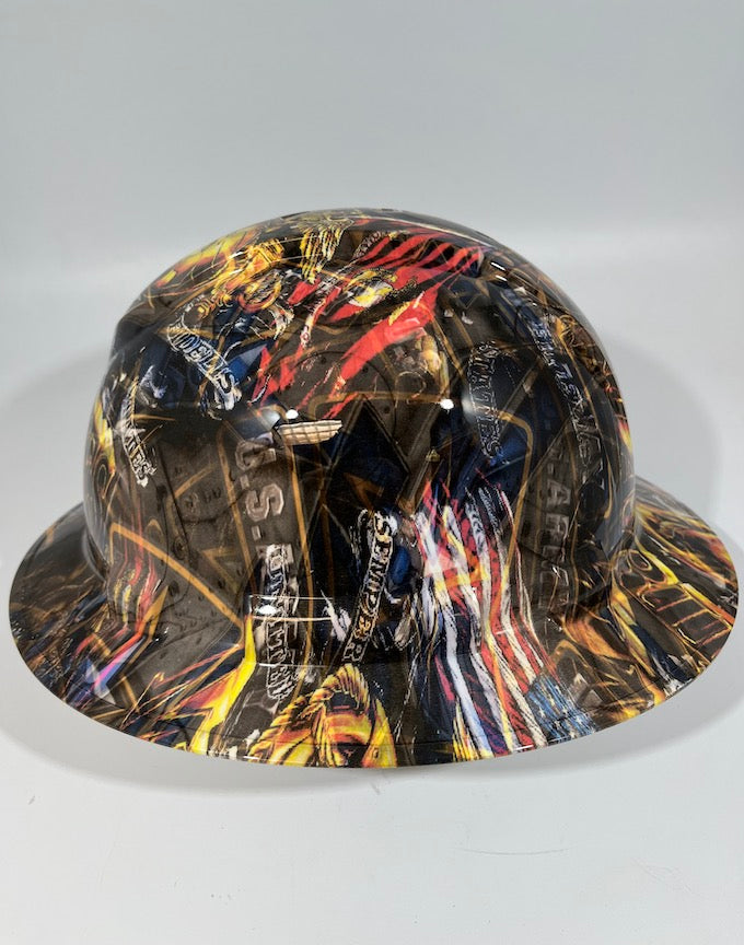 Full Brim Hard Hat Custom Hydro Dipped UNITED US MILITARY MARINES ARMY AIR FORCE