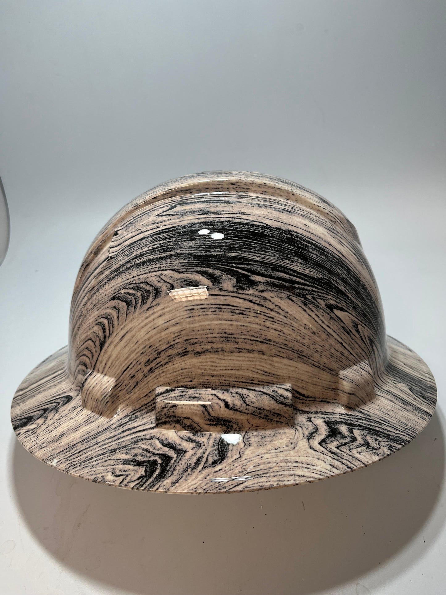 Full Brim Hard Hat Hydro Dipped WHITE WASHED WALNUT WOOD GRAIN