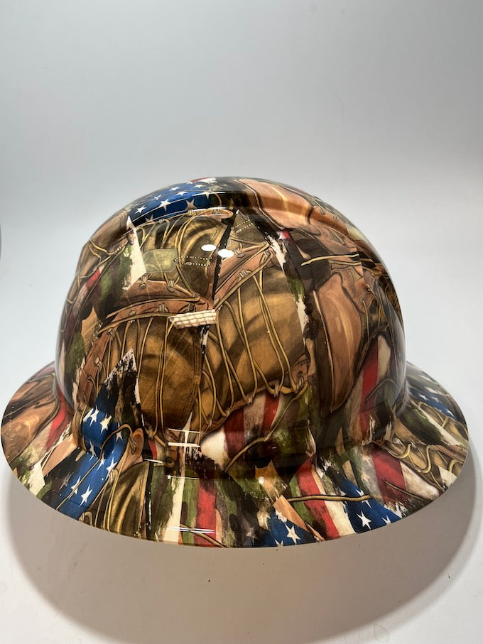 Full Brim Hard Hat Hydro Dipped American Soldier