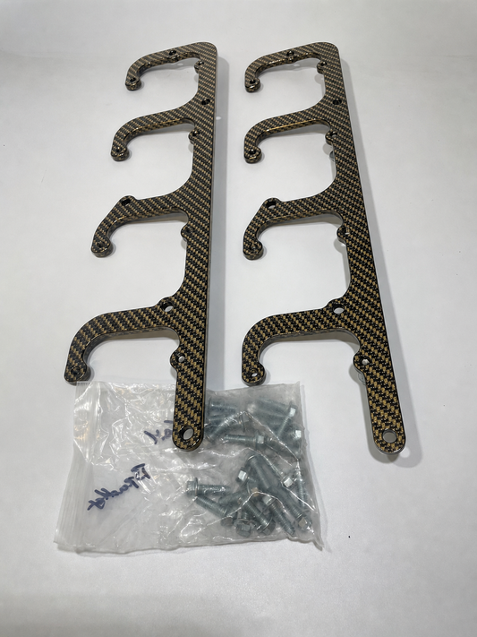 Custom Gold Carbon Fiber Hydro Dipped LS Coil Brackets Fit LSX Swap Truck 5.3L LS1 LS3 LS2 LO4 LO9 LS6 L92 L99 L33 LR4