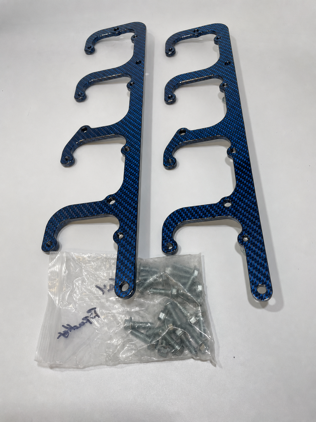 Custom Blue Carbon Fiber Hydro Dipped LS Coil Brackets Fit LSX Swap Truck 5.3L LS1 LS3 LS2 LO4 LO9 LS6 L92 L99 L33 LR4