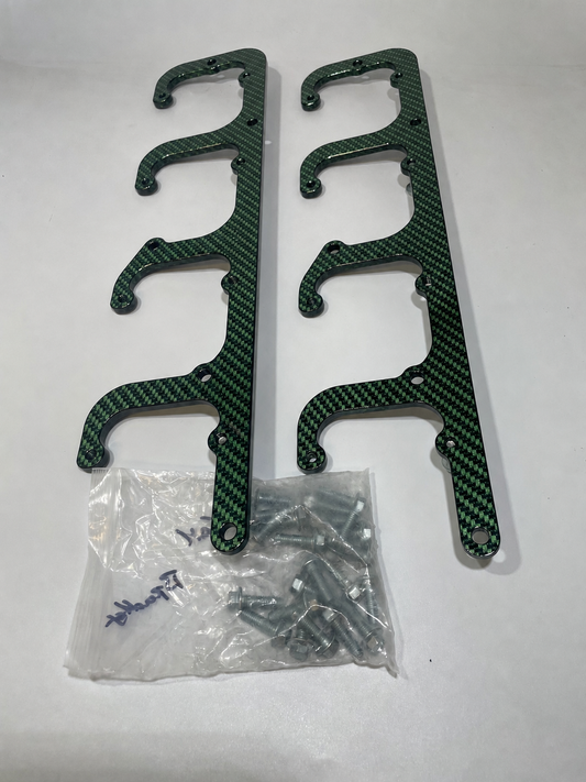 Custom Green Carbon Fiber Hydro Dipped LS Coil Brackets Fit LSX Swap Truck 5.3L LS1 LS3 LS2 LO4 LO9 LS6 L92 L99 L33 LR4