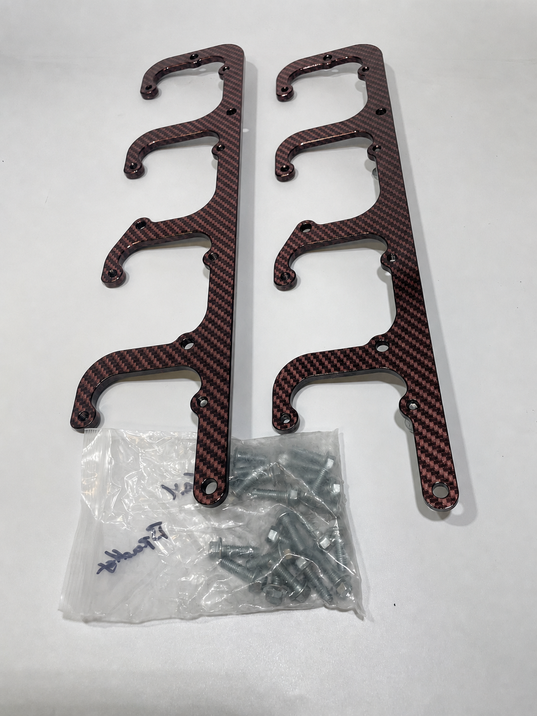 Custom Velvet Red Carbon Fiber Hydro Dipped LS Coil Brackets Fit LSX Swap Truck 5.3L LS1 LS3 LS2 LO4 LO9 LS6 L92 L99 L33 LR4