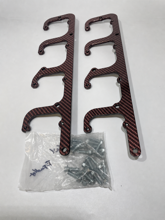 Custom Velvet Red Carbon Fiber Hydro Dipped LS Coil Brackets Fit LSX Swap Truck 5.3L LS1 LS3 LS2 LO4 LO9 LS6 L92 L99 L33 LR4