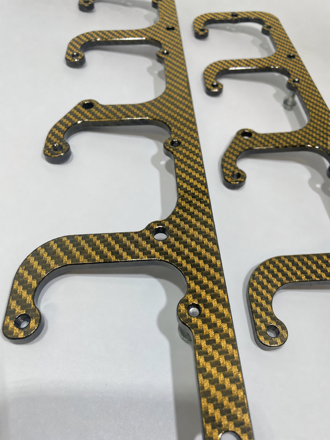 Custom Gold Carbon Fiber Hydro Dipped LS Coil Brackets Fit LSX Swap Truck 5.3L LS1 LS3 LS2 LO4 LO9 LS6 L92 L99 L33 LR4