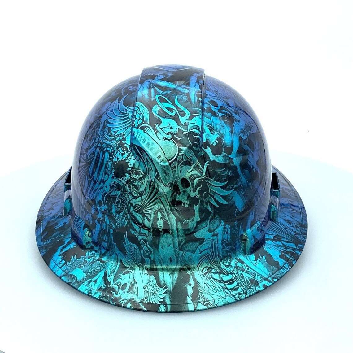 Full Brim Hard Hat Hydro Dipped Chameleon Skulls